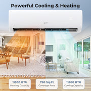11500 BTU 208/230V Mini Split Air Conditioner and Heater Pump System