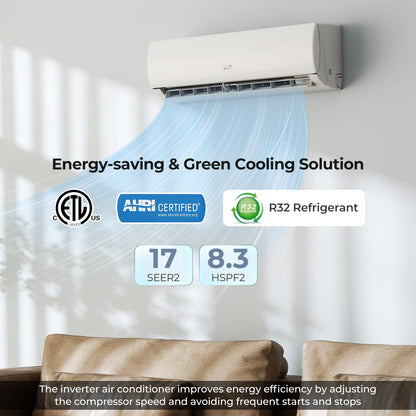 11500 BTU 208/230V Mini Split Air Conditioner and Heater Pump System
