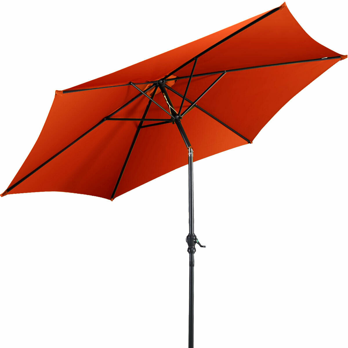 9 ft Outdoor Market Patio Table Umbrella Push Button Tilt Crank Lift-Beige - Orange