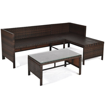 3 Pieces Patio Wicker Rattan Sofa Set