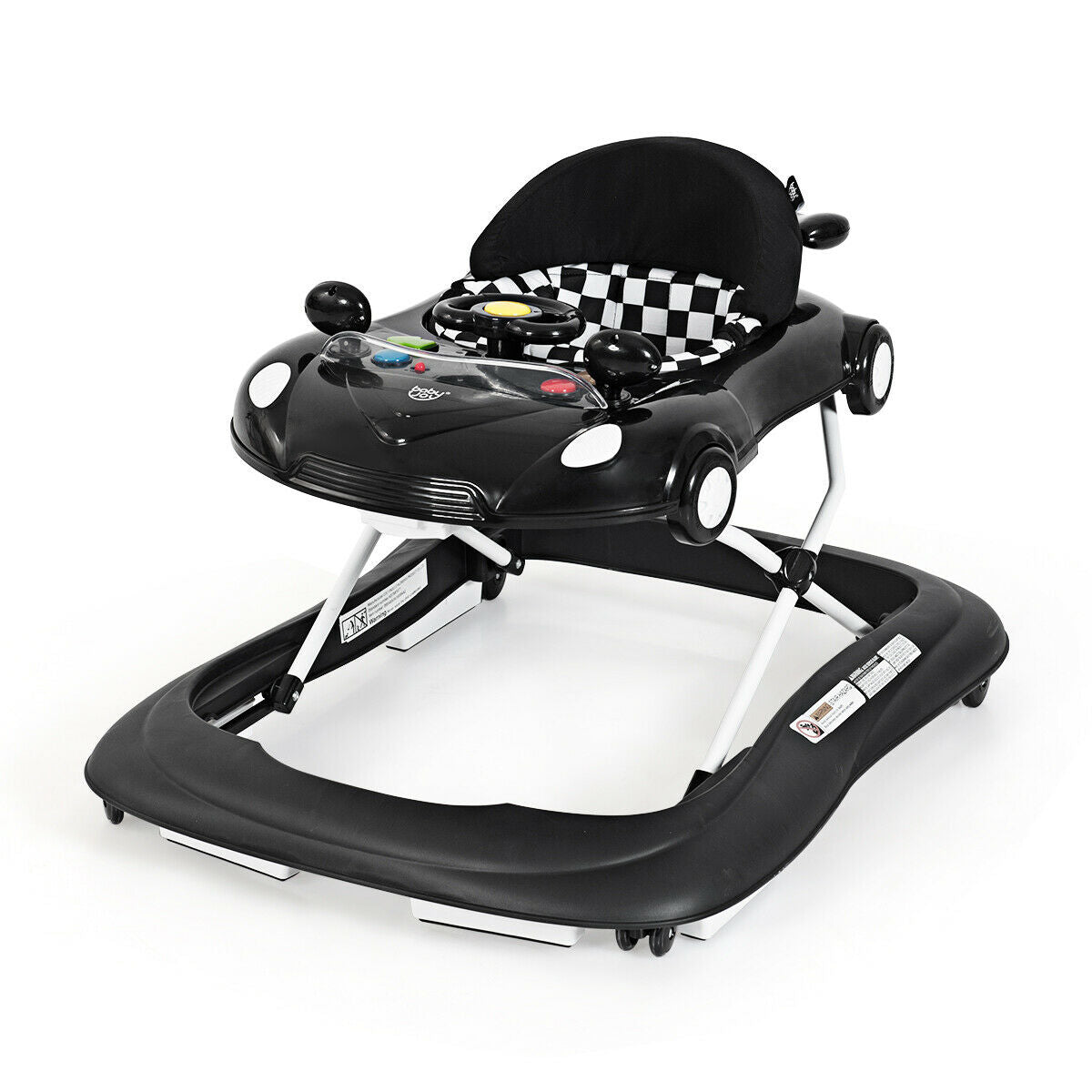 2-in-1 Foldable Baby Walker with Music Player and Lights-Black
