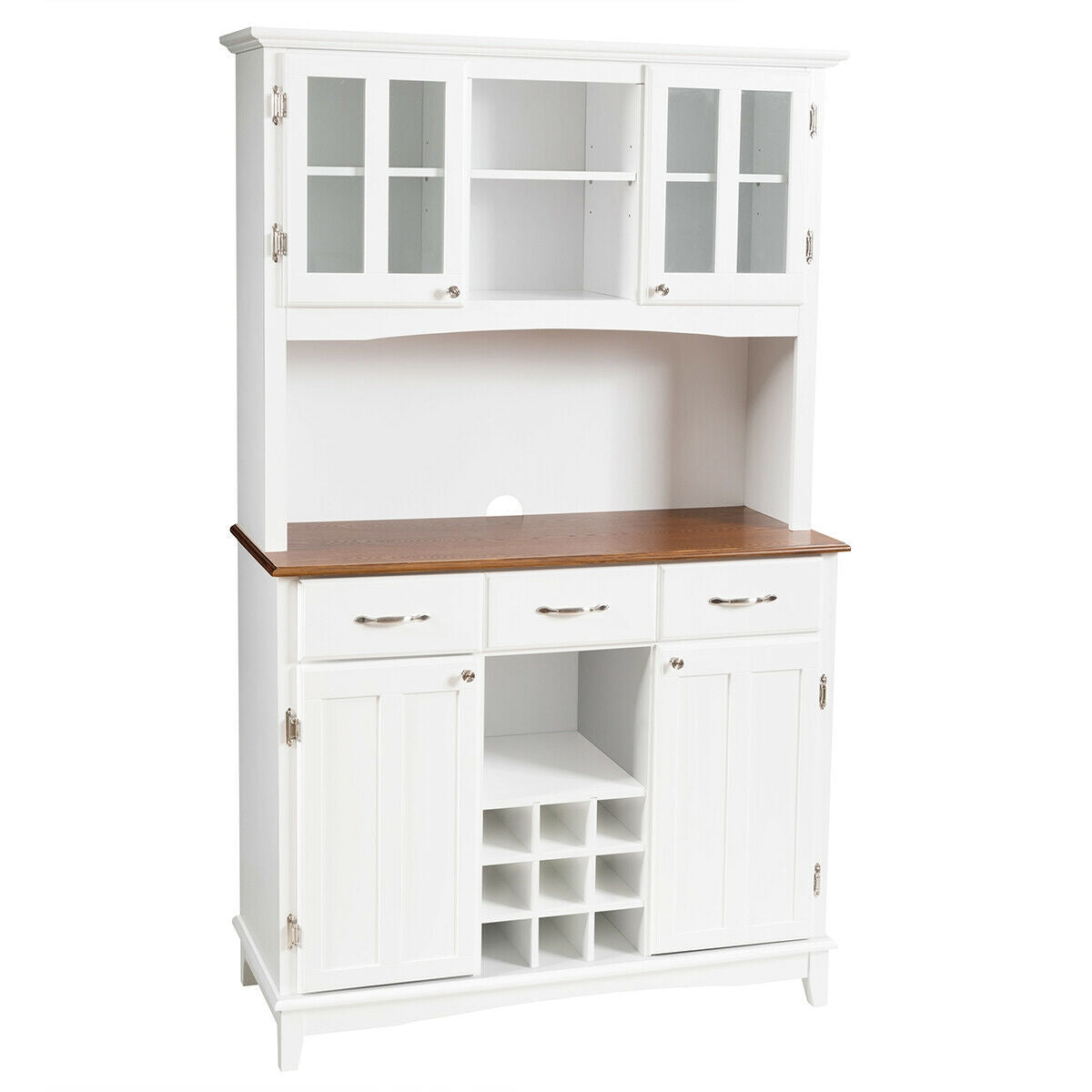 Wood Buffet Hutch Cabinet with 3 Large Drawers - Default
