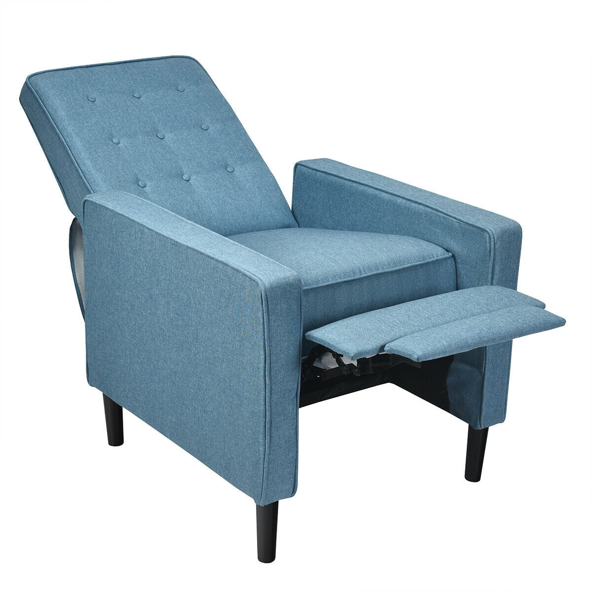 Mid-Century Push Back Recliner Chair -Blue