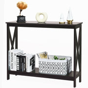 2-Tier Console X-Design Sofa Side Accent Table-Espresso