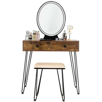 Industrial Makeup Dressing Table with 3 Lighting Modes