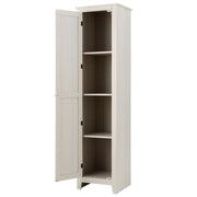 Linen Tower Bathroom Storage Cabinet Tall Slim Side Organizer with Shelf-White
