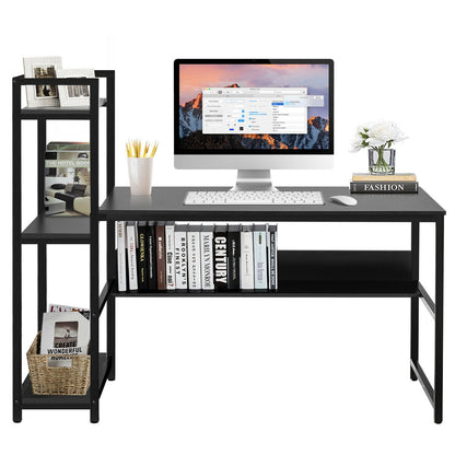59-Inch Computer Desk Home Office Workstation 4-Tier Storage Shelves-Black