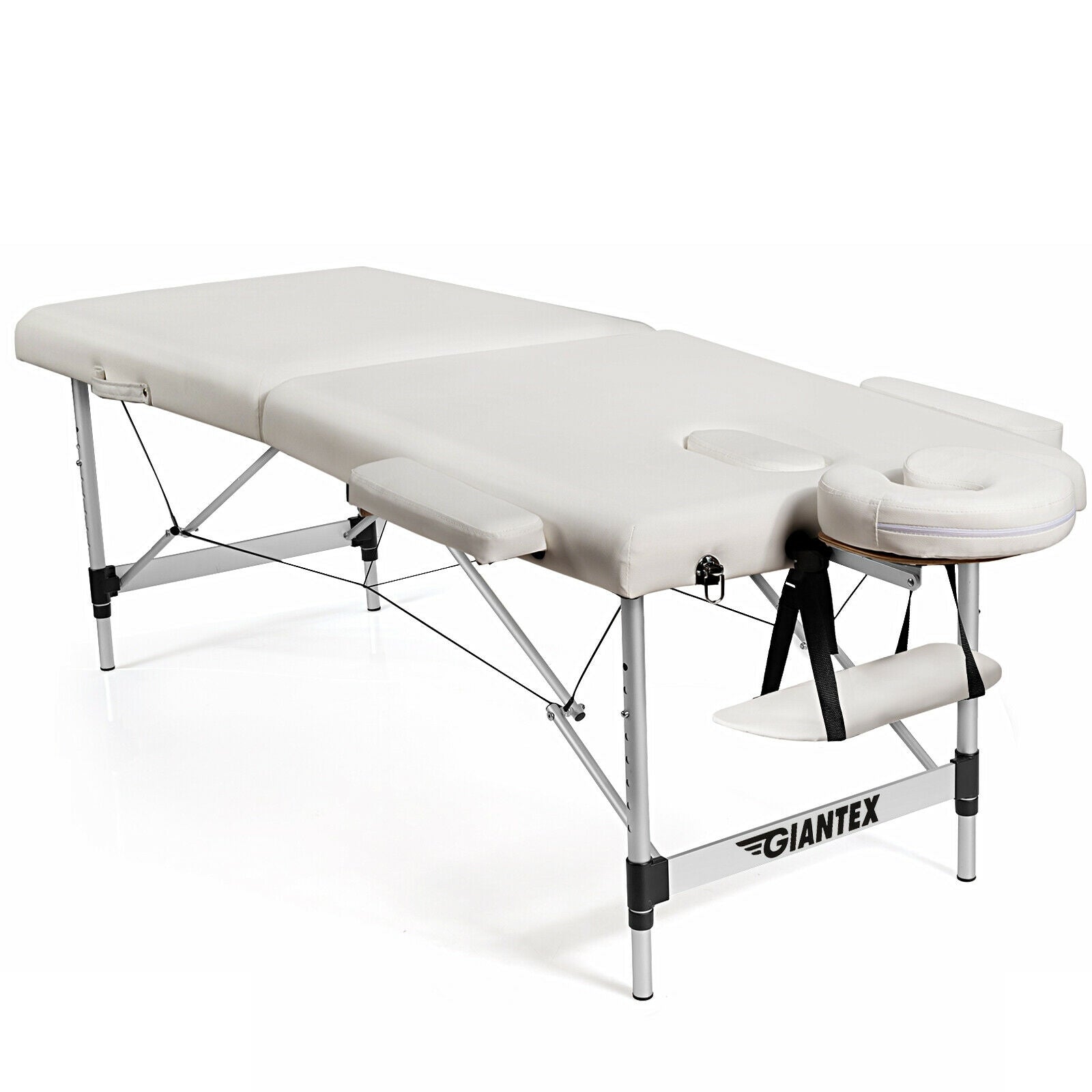 84 Inch L Portable Adjustable Massage Bed with Carry Case for Facial Salon Spa-Black - White