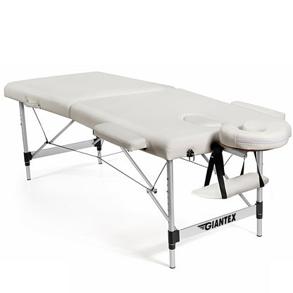 84 Inch L Portable Adjustable Massage Bed with Carry Case for Facial Salon Spa-Black - White