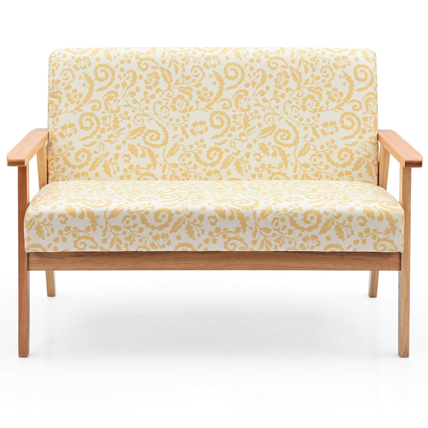 Modern Fabric Loveseat Sofa Couch Upholstered 2-Seat Armchair-Yellow