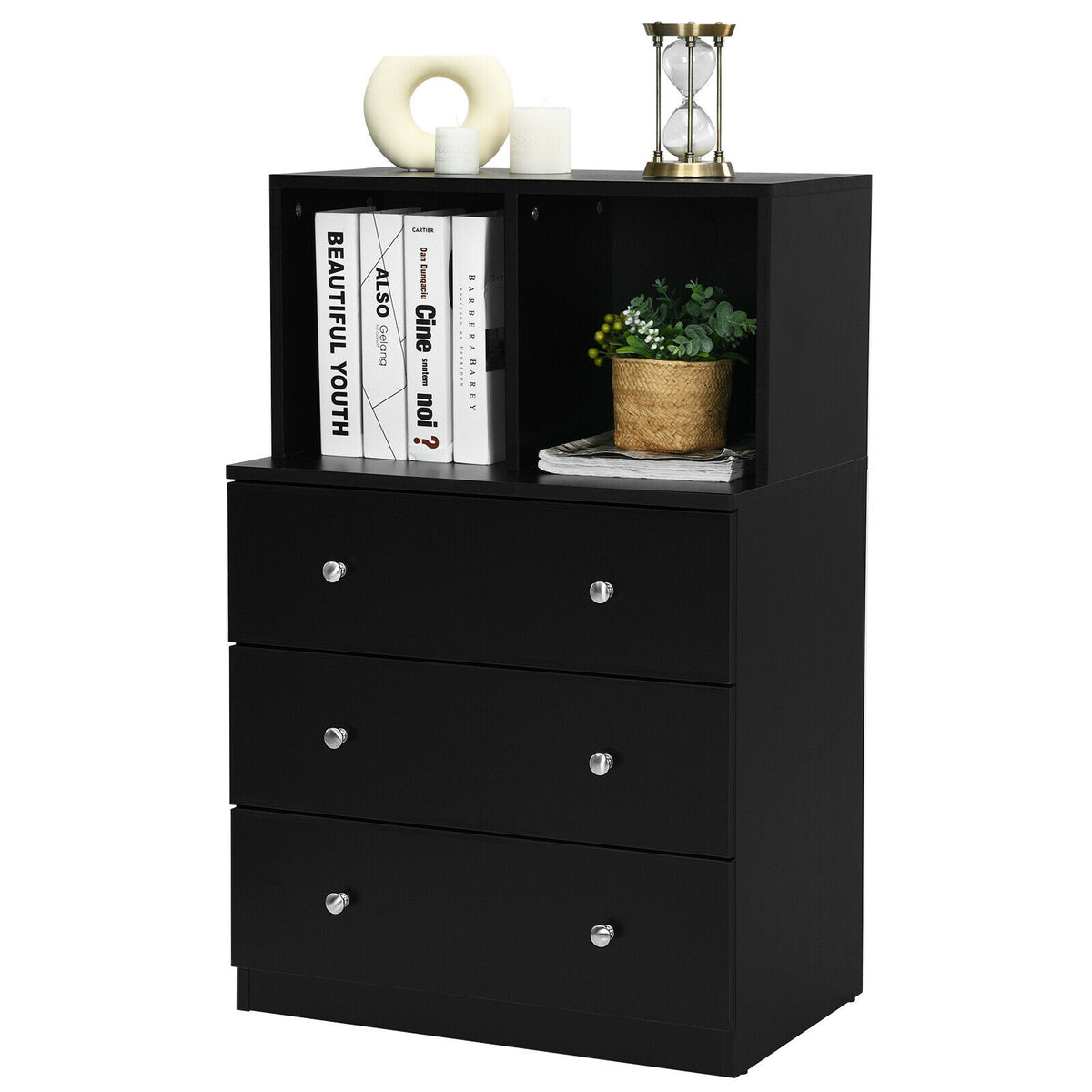 3 Drawer Dresser with Cubbies Storage Chest for Bedroom