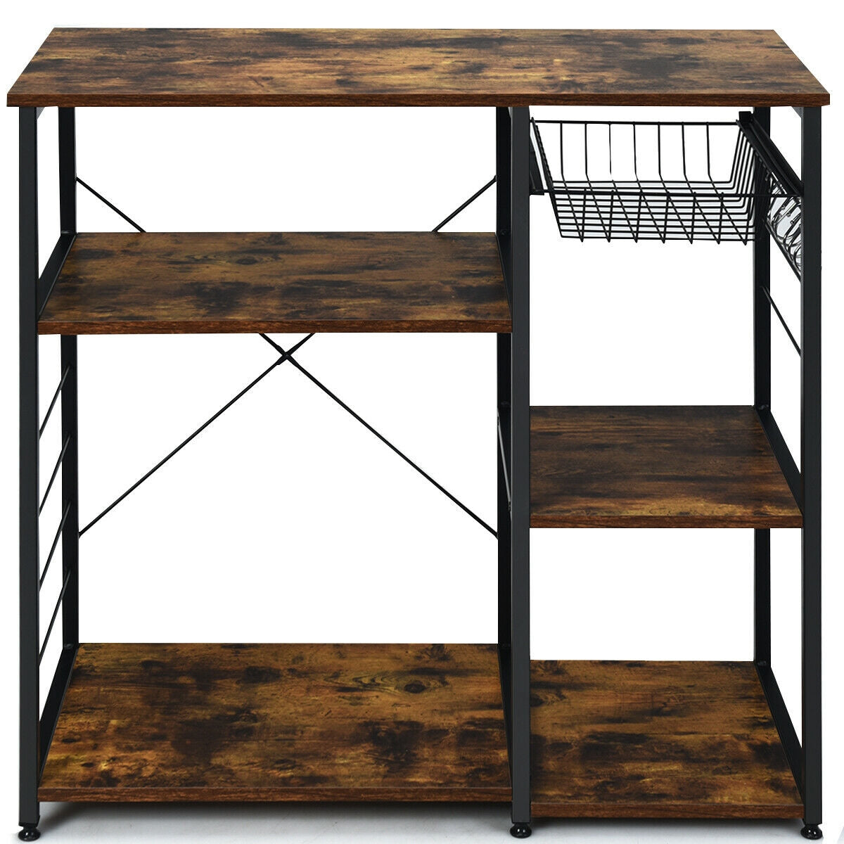 Industrial Kitchen Baker's Rack Microwave Shelf with 6 Hooks