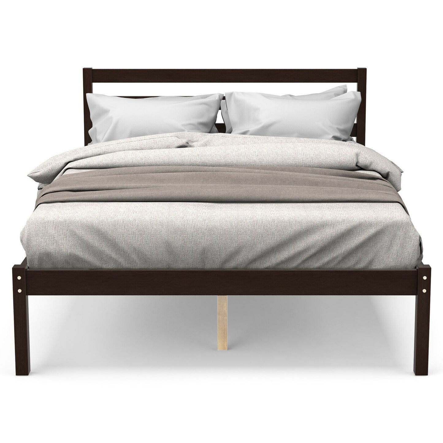 Full Size Bed frame Foundation with Solid Wooden Slat Suppor
