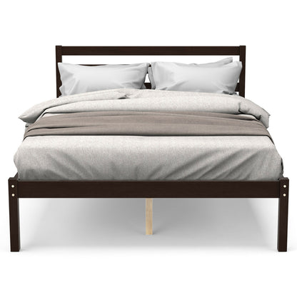 Full Size Bed frame Foundation with Solid Wooden Slat Suppor