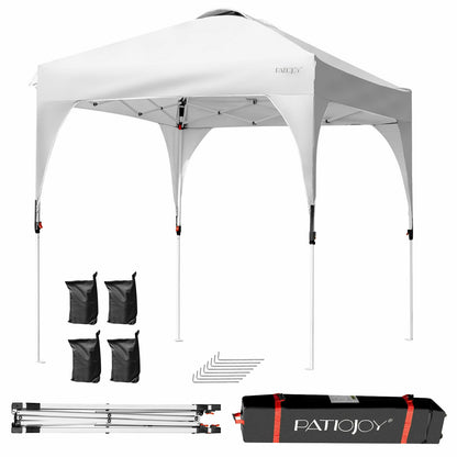 6.6 x 6.6 Feet Outdoor Pop Up Height Adjustable Canopy Tent with Roller Bag-Gray - White
