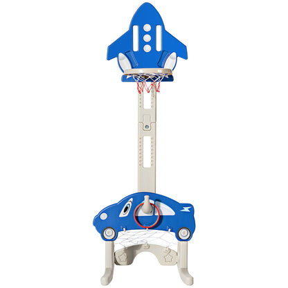 3-in-1 Basketball Hoop for Kids with Balls-Blue