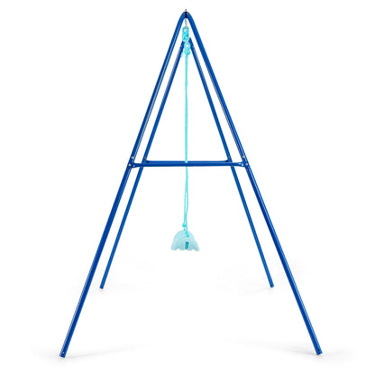 Outdoor Kids Swing Set with Heavy-Duty Metal A-Frame and Ground Stakes