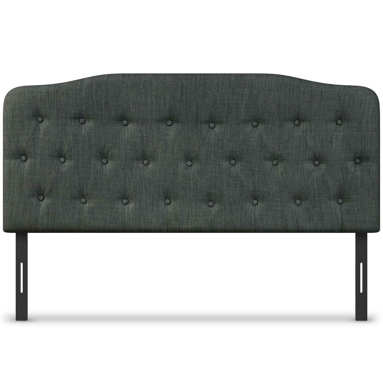Queen Upholstered Headboard with Adjustable Heights-Dark Gray - Dark Gray