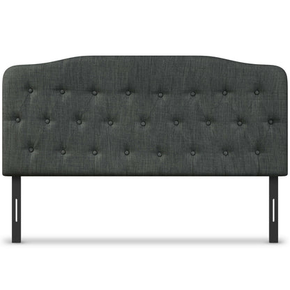 Queen Upholstered Headboard with Adjustable Heights-Dark Gray - Dark Gray