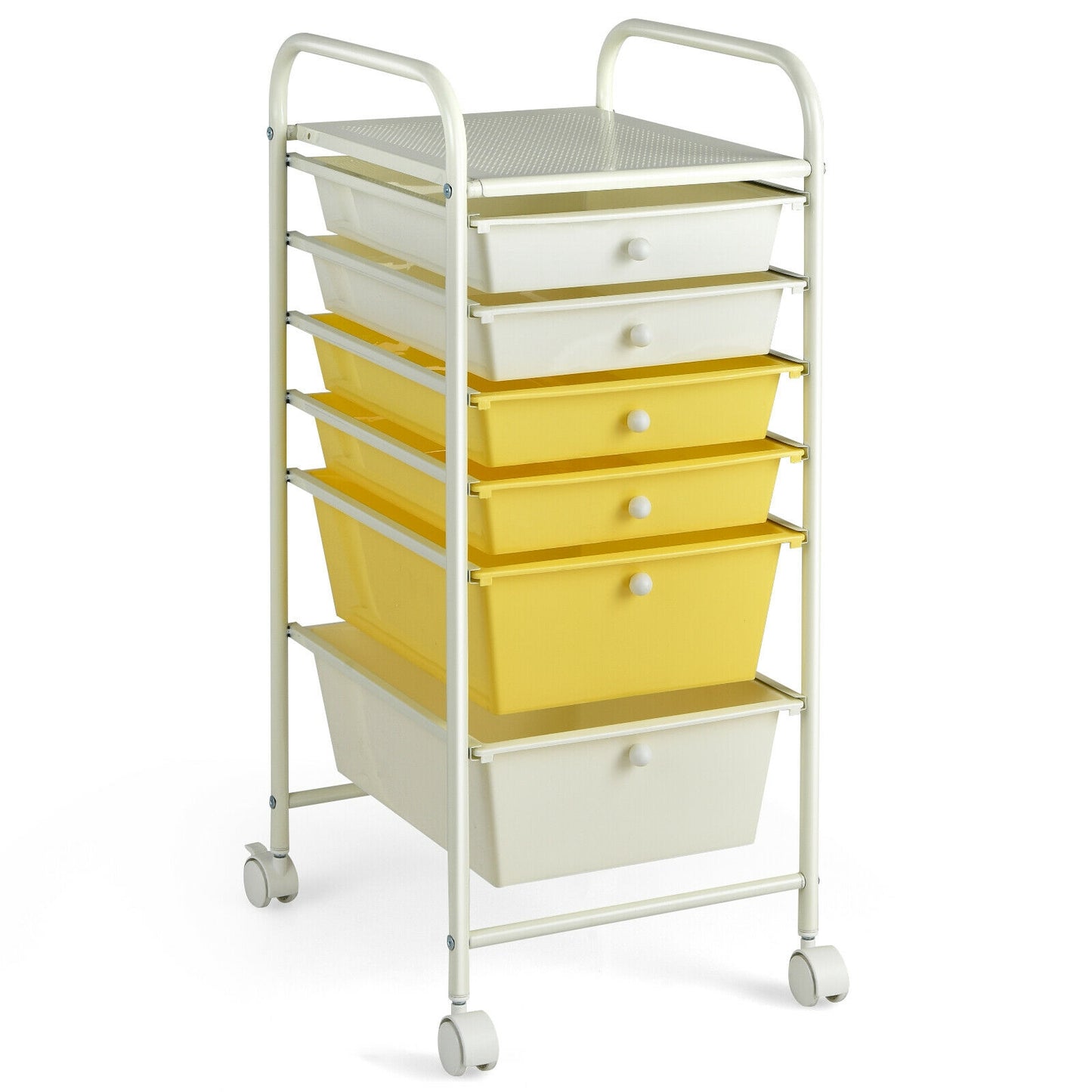 6 Drawers Rolling Storage Cart Organizer-Yellow - Yellow