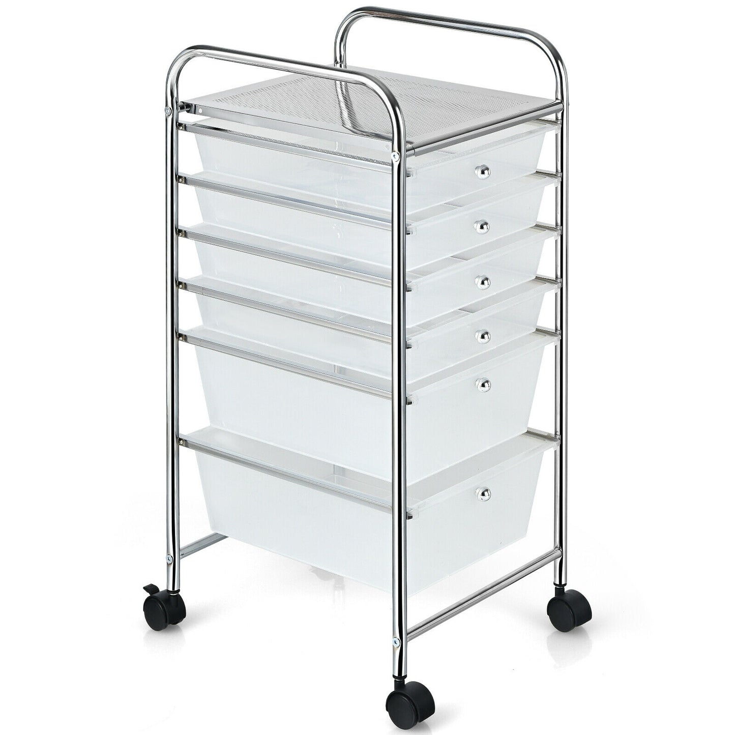 6 Drawers Rolling Storage Cart Organizer-Yellow - Clear