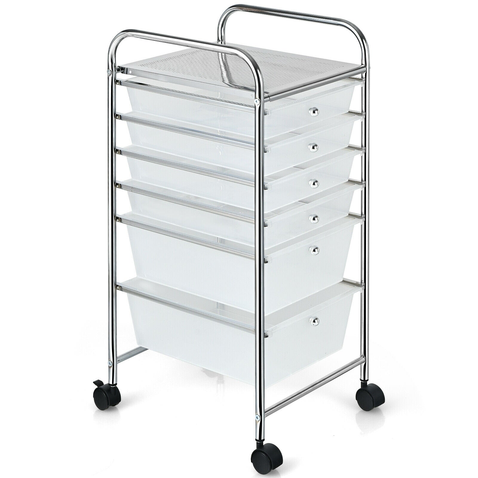 6 Drawers Rolling Storage Cart Organizer-Yellow - Clear