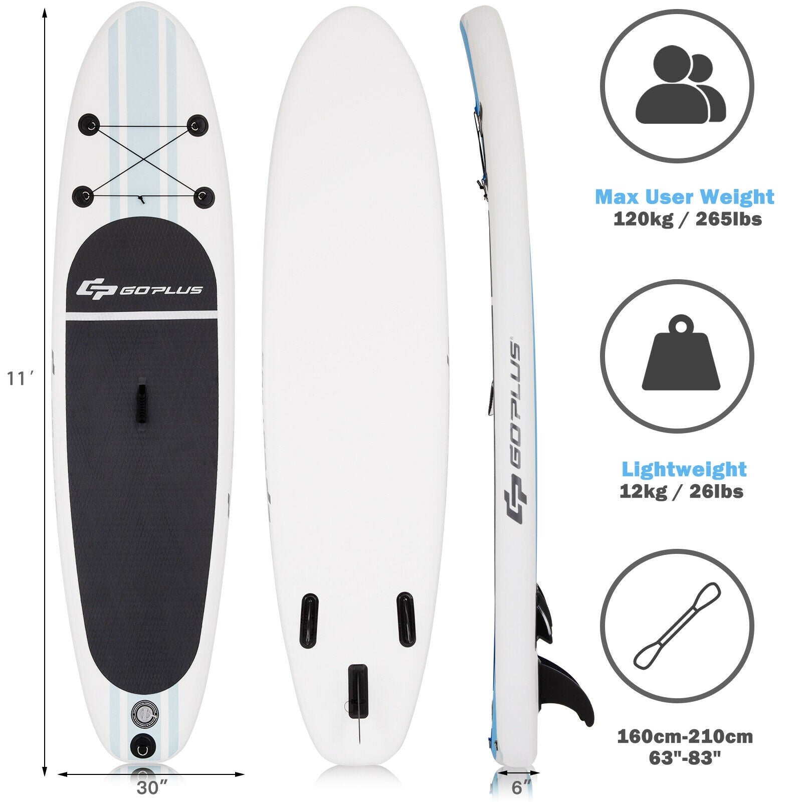 Inflatable Stand Up Paddle Board SUP with Paddle Pump Waterproof Bag-L