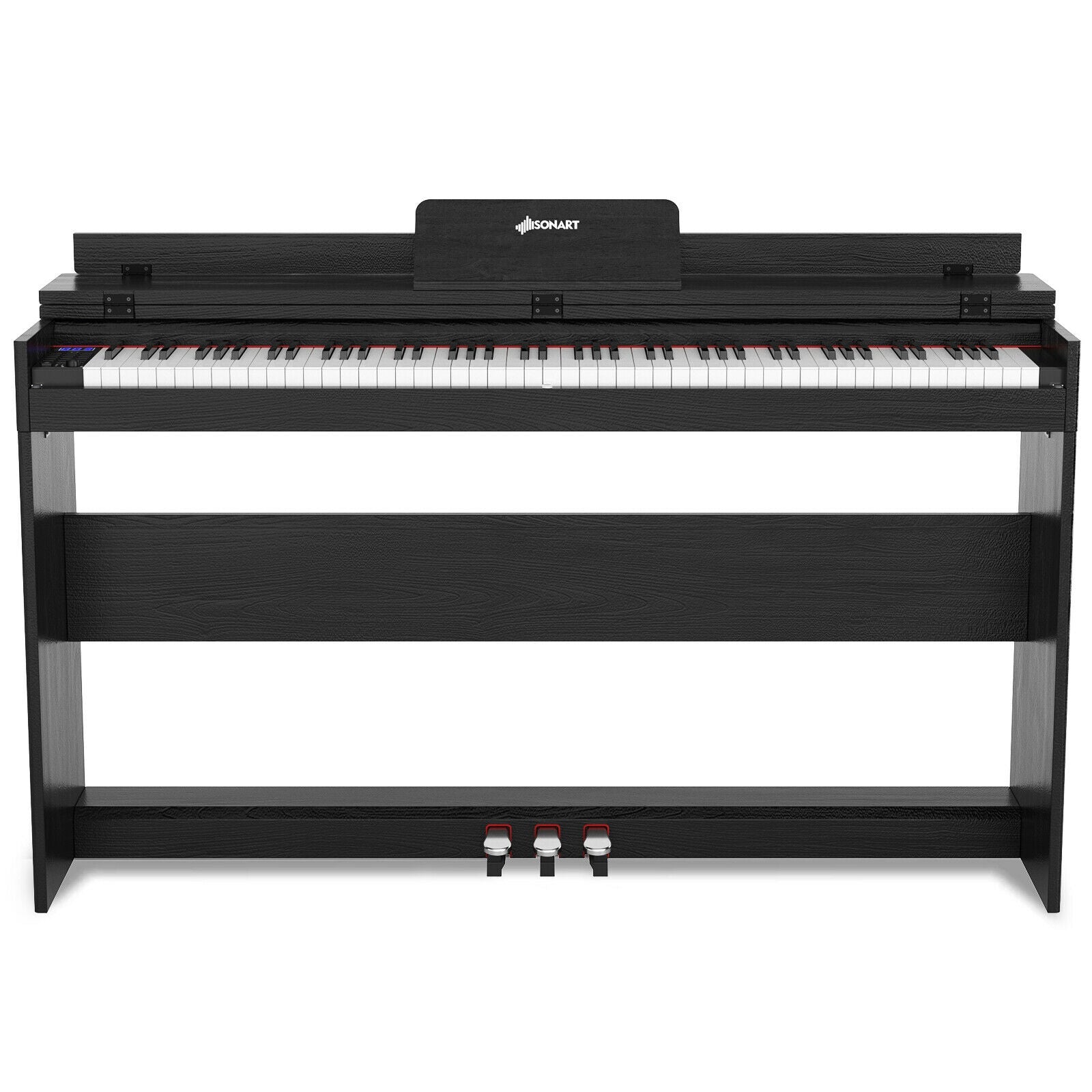 88 Key Full Size Electric Piano Keyboard with Stand 3 Pedals MIDI Function-Black