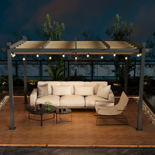 10 x 13 Feet Outdoor Aluminum Retractable Pergola Canopy Shelter