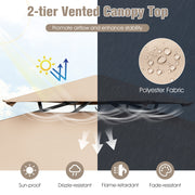 11 x 5 FT Grill Gazebo with Side Awning and Double-Tiered Top-Beige