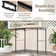 11 x 5 FT Grill Gazebo with Side Awning and Double-Tiered Top-Beige