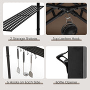 11 x 5 FT Grill Gazebo with Side Awning and Double-Tiered Top-Brown