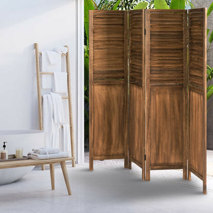 5.6 Ft Tall 4 Panel Folding Privacy Room Divider-Wood
