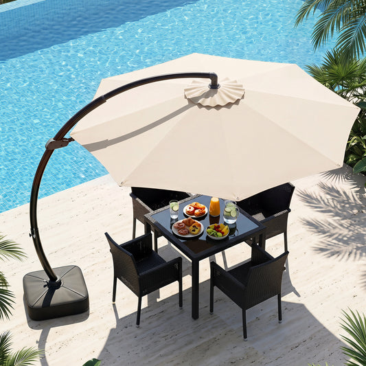 11 FT Cantilever Patio Umbrella with Base and 360° Rotation