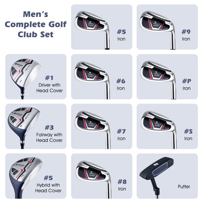 11 Pieces Complete Golf Club Package Set