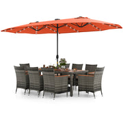 11 Pieces Patio Dining Set with 15 Feet Double-Sided Patio Umbrella Base Included-Orange
