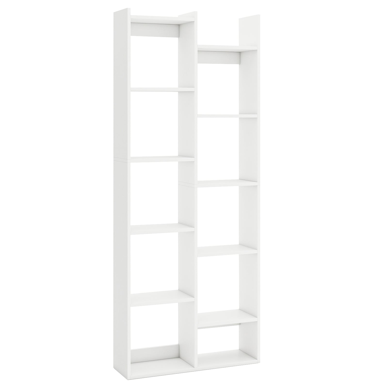 11-Tier Modern Book Organizer Bookcase with Anti-Tipping Kits-White - White