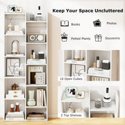 11-Tier Modern Book Organizer Bookcase with Anti-Tipping Kits-White