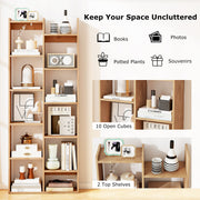 11-Tier Modern Book Organizer Bookcase with Anti-Tipping Kits-Natural