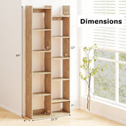 11-Tier Modern Book Organizer Bookcase with Anti-Tipping Kits-Natural