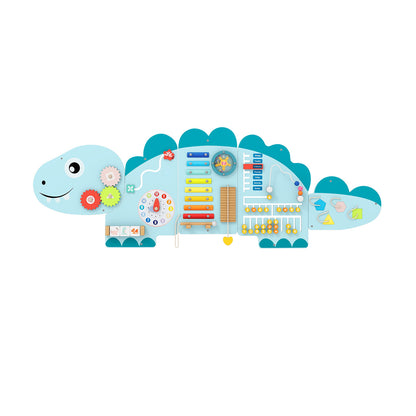 11-in-1 Dinosaur Activity Wall Busy Board Panels for Toddlers Education and Early Development-Blue