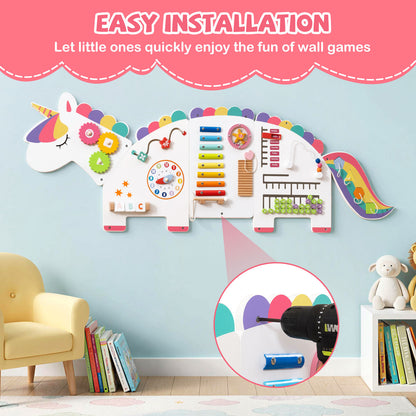 11-in-1 Dinosaur Activity Wall Busy Board Panels for Toddlers Education and Early Development-White