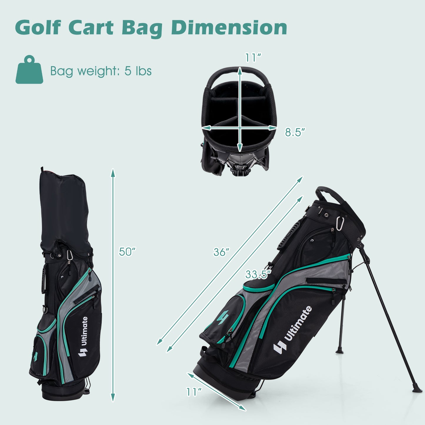 11 Pieces Complete Golf Club Package Set-Green - Green