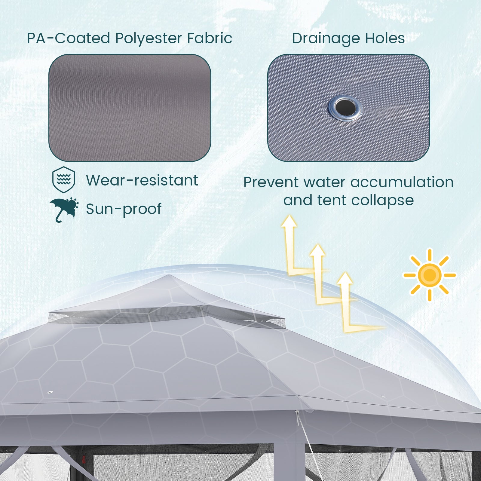 11 x 11 Feet 2-Tier Pop-Up Gazebo Tent Portable Canopy Shelter Carry Bag Mesh-Gray