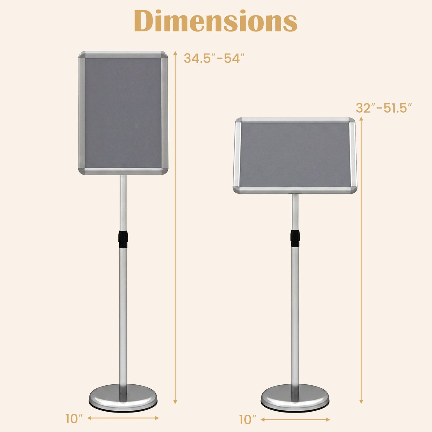 11x17 Adjustable Height Sign Holder Stand with Snap Frame