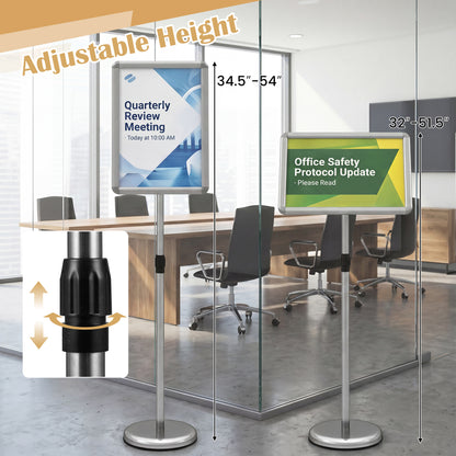 11x17 Adjustable Height Sign Holder Stand with Snap Frame