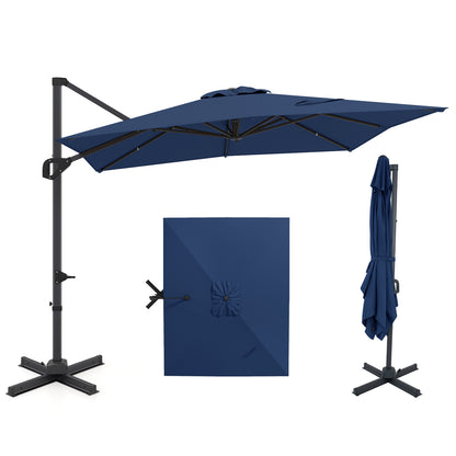 11 x 9 FT Cantilever Patio Umbrella with 360° Rotation and Easy Tilt Adjustment