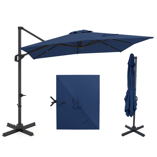 11 x 9 FT Cantilever Patio Umbrella with 360° Rotation and Easy Tilt Adjustment