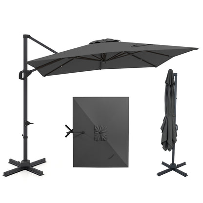 11 x 9 FT Cantilever Patio Umbrella with 360° Rotation and Easy Tilt Adjustment