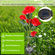 2Pcs Solar Powered Lights Outdoor Rose Flower LED Decorative Lamp